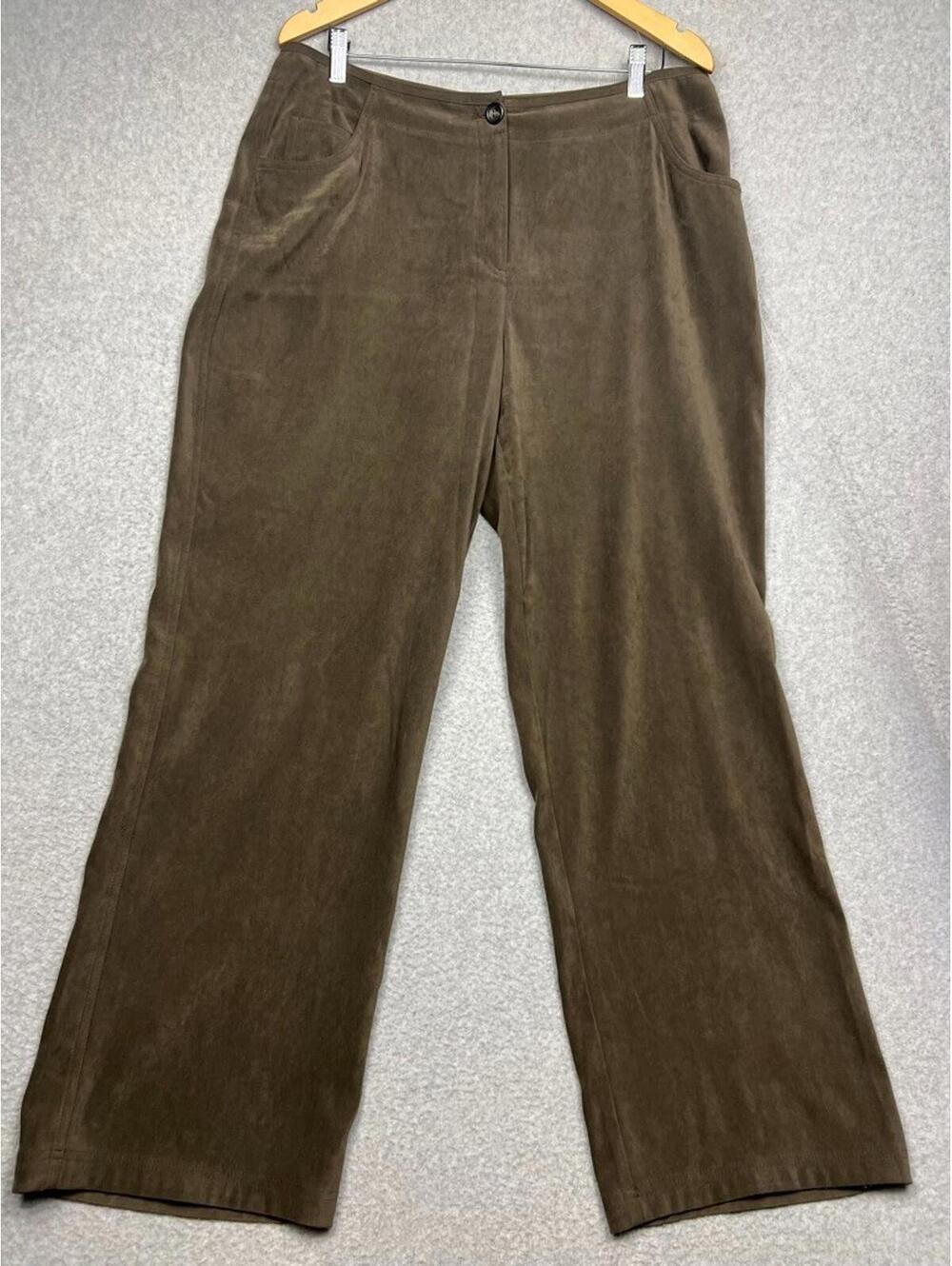 J. Jill Womens MIcrofiber Suede Pants 16 Stretch Brown Casual Simple Modern